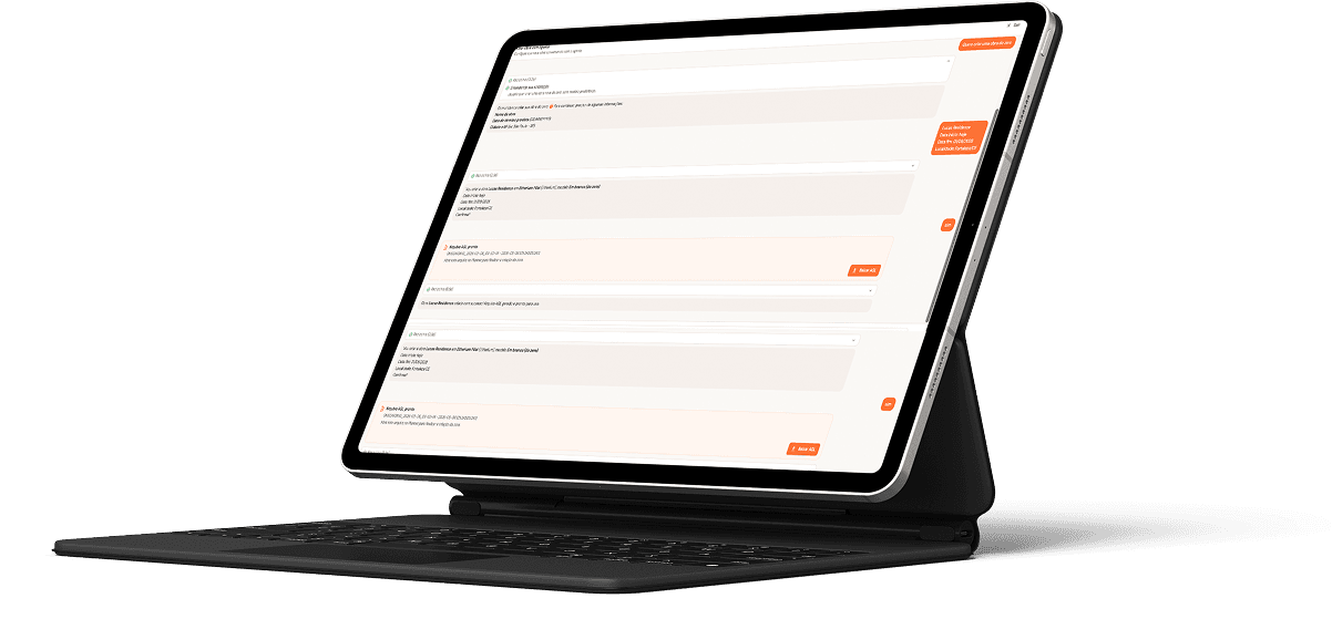 Interface do Agilean Copilot em um tablet